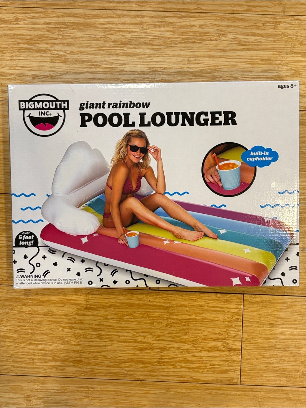BigMouth Giant Rainbow Pool Lounger, a 5.5 Feet Long, Inflatable w/ Cup Holder